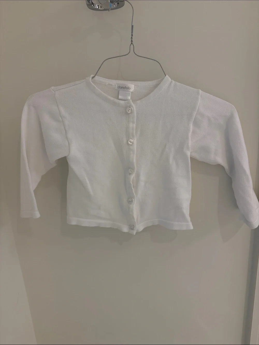Dondolo White Button-Front Kids Cardigan
